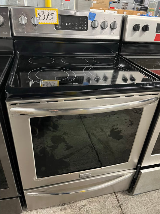 Frigidaire electric 220v range 5 warm zone burner bake broil convection self clean stainless steel 30" #ER485GB Refurbished