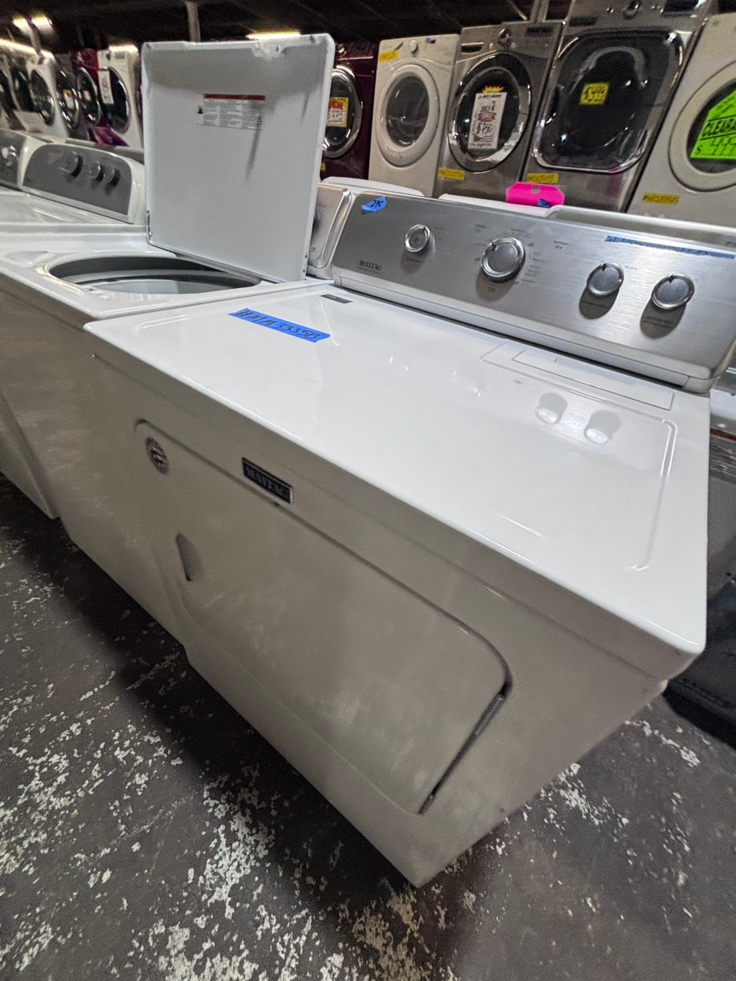 >*maytag  top load washer large capacity with removable agitator  & electric dryer 220v  set top load side by side #AAT3YB