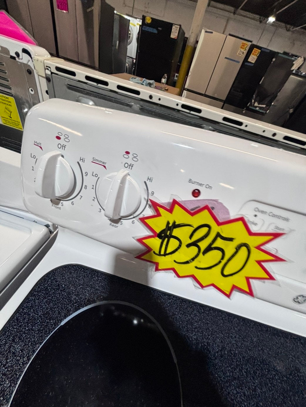 >*GE electric 220v glass top range bake Broil roast self clean white  30" used-Refurbished #ES4321B