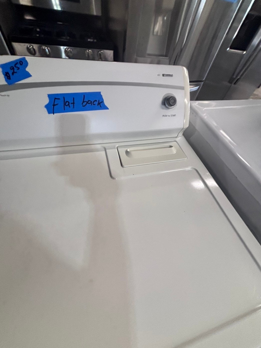 >*kenmore  flat back side x side extra large capacity electric 220v dryer  29” wide.    26”in Depth ,used -Refurbished #EDZN55B
