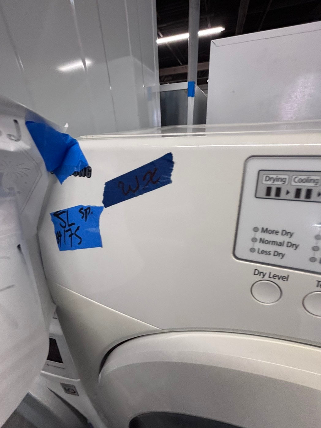 >-*July 4th sale 🇺🇸 Samsung   Dryer electric 220v in front load w/pedestal extra storage large capacity 27" used-refurbished #ESSGE6XB