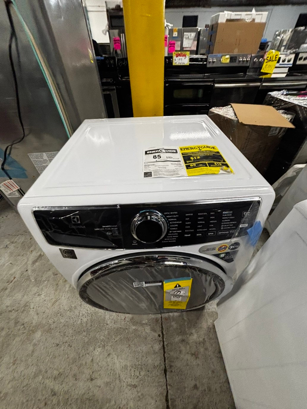 >Electrolux front load washer& dryer set large capacity energy start , steam   new scratch and dent #FLW77XB