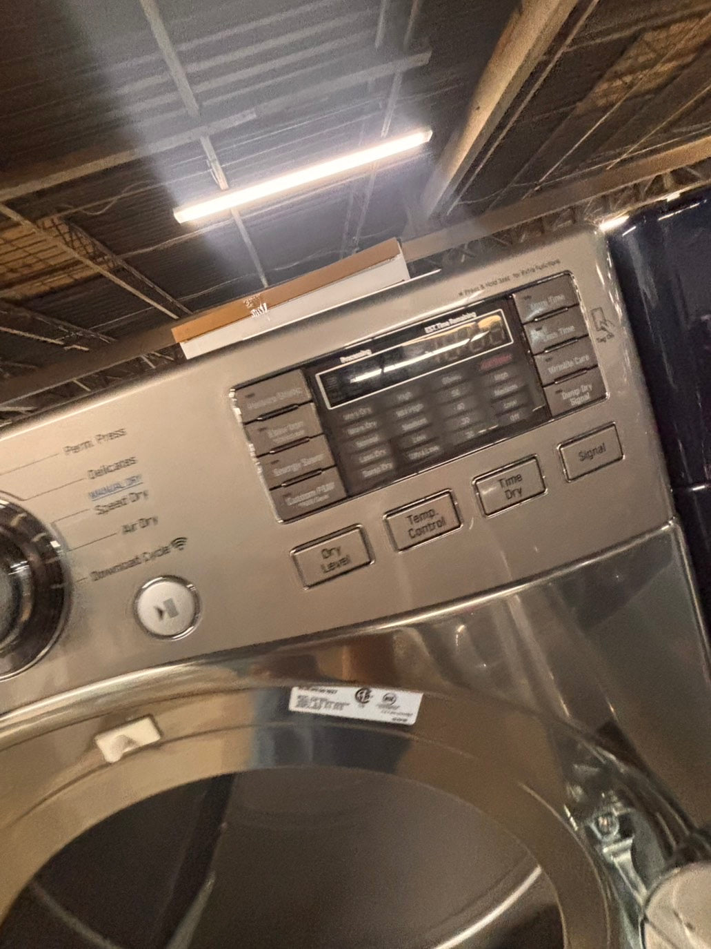 >*Used-great conditions refurbished LG steam washer 4.5cu ft & electric steam dryer 7.5 cu ft large capacity set electric 220v front load stackable or side by side - sensor dry He in silver-gray  #W9PU6SET