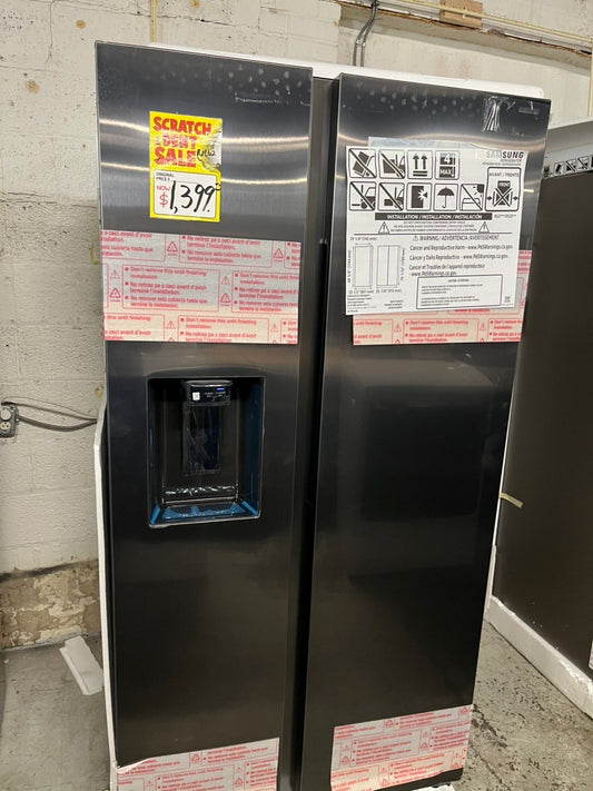 Open box 📦 New S/d 36 in. 27.4 cu. ft. Standard Depth Side by Side Refrigerator in Fingerprint-Resistant Black Stainless Steel #RF27CFEB