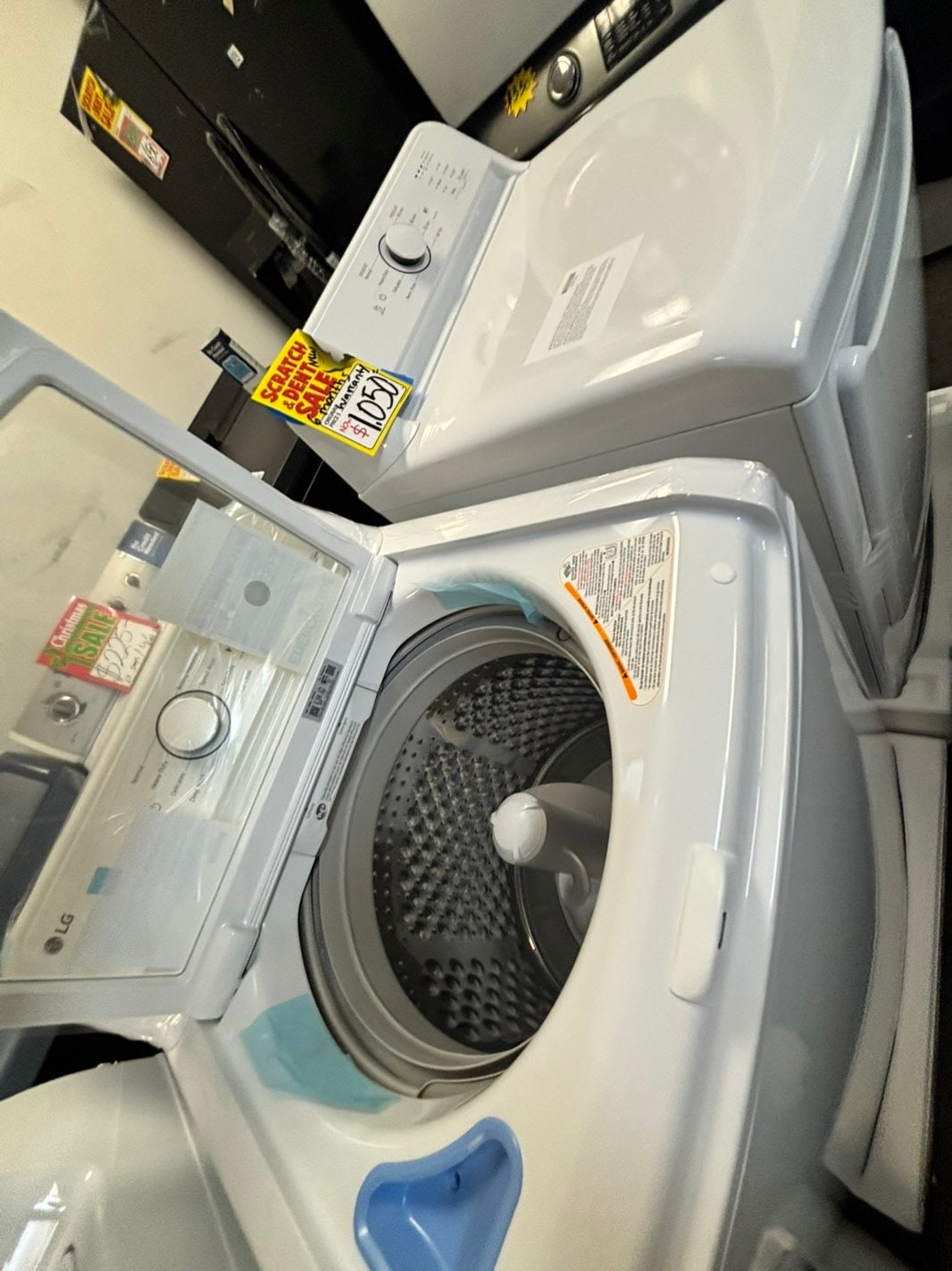 *Open box 📦 New S/d New LG Top load washer Stainless steel Drum 4.1 Cu.Ft And Electric dryer large capacity set 27” wide dark gray #WDLM41L