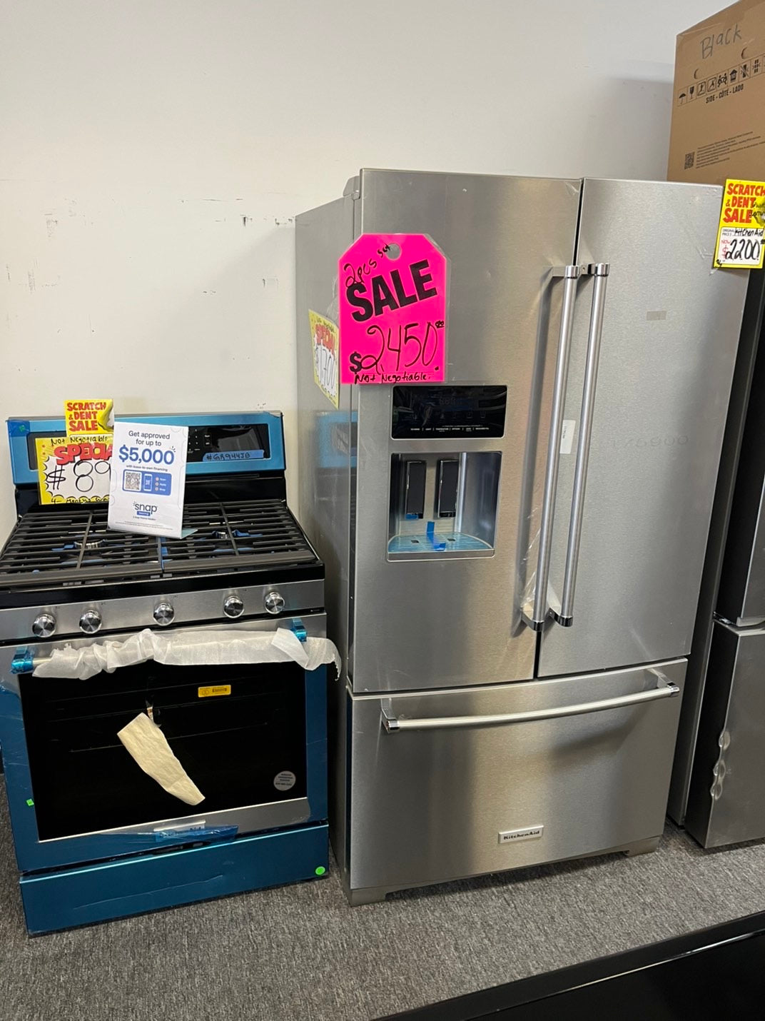 🎉🥳 =2Pcs package kitchen. New scratch&Dent Kitcheniad 36” French Door fridge stainless steel & Gas range 5 burner stainless steel 30” #RFRGA24BL