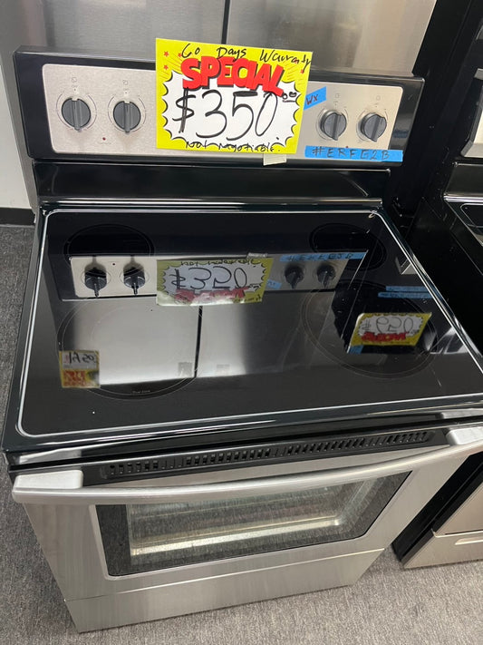 =🥳Whirlpool glass top electric 220v glass top range 5 burner Refurbished bake Broil steam clean  stainless steel 30" #ERFG2B