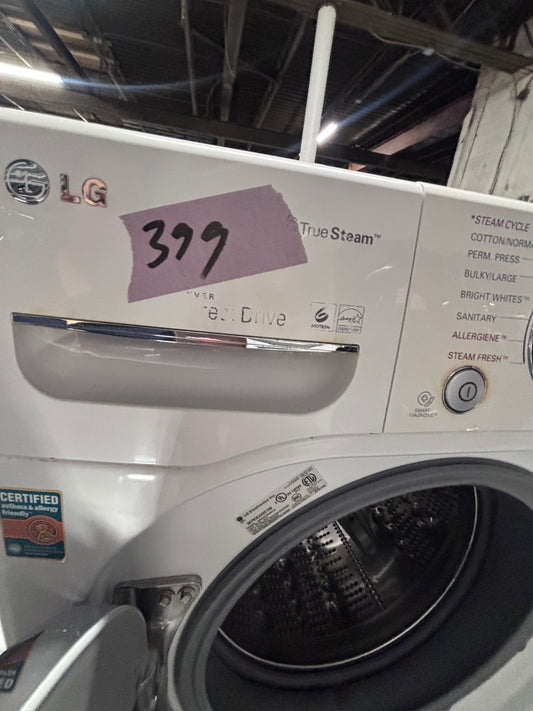 >*LG front load washing machine large capacity 4.5 cu ft white 27” w/pedestal - used refurbished #WLQY1LB