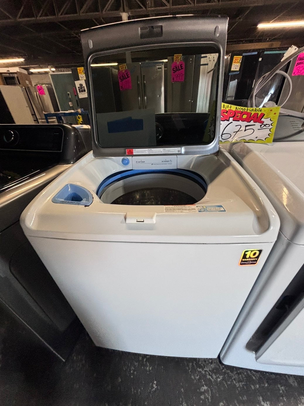 >>samsung mix & match white  top top load washer large capacity & dryer set electric 220v side x side top load stainless steel drum white color used-refurbished #WDS6YB