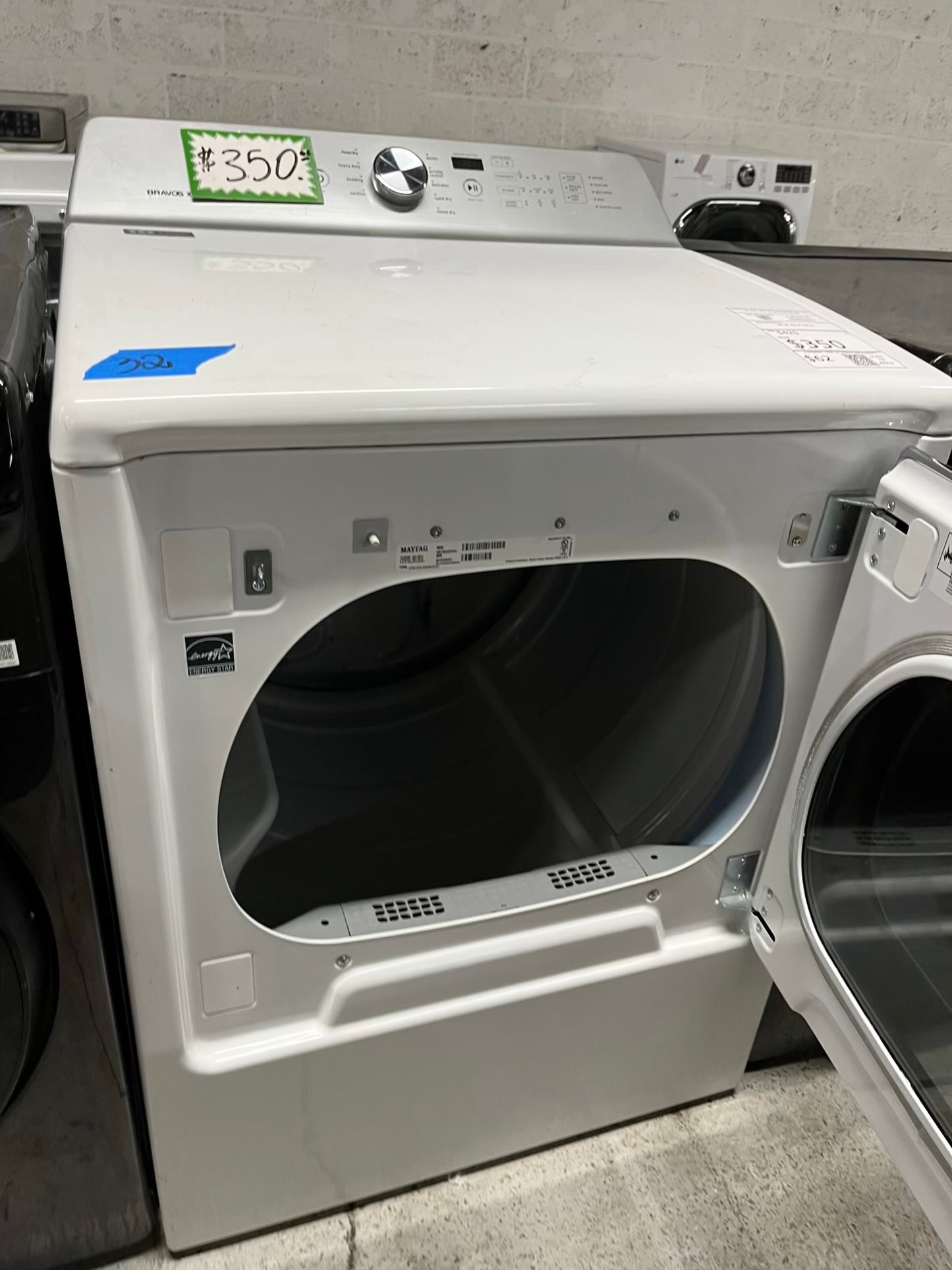 Maytag Bravos electric 220v in white front load side x side jumbo size large capacity 29" refurbished #ED348JB
