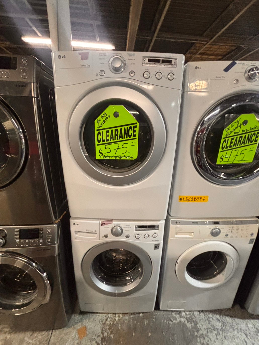 >* special🎉LG washer & dryer set electric 220v front load stackable or side by side - sensor dry in white  #WQ575SET