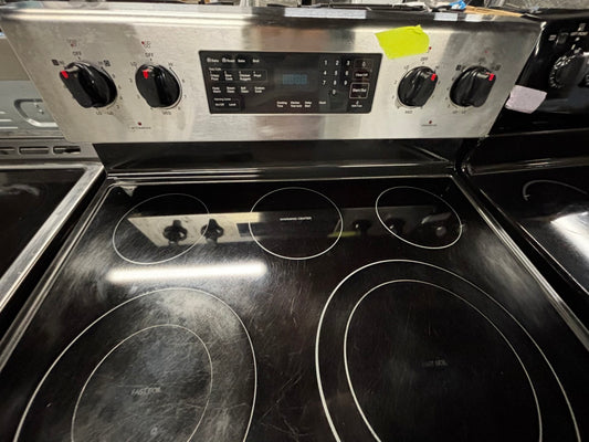 -Samsung glass top electric range 220v 4 burner bake broil fast boil steam clean Refurbished stainless steel 30" #ES918SB