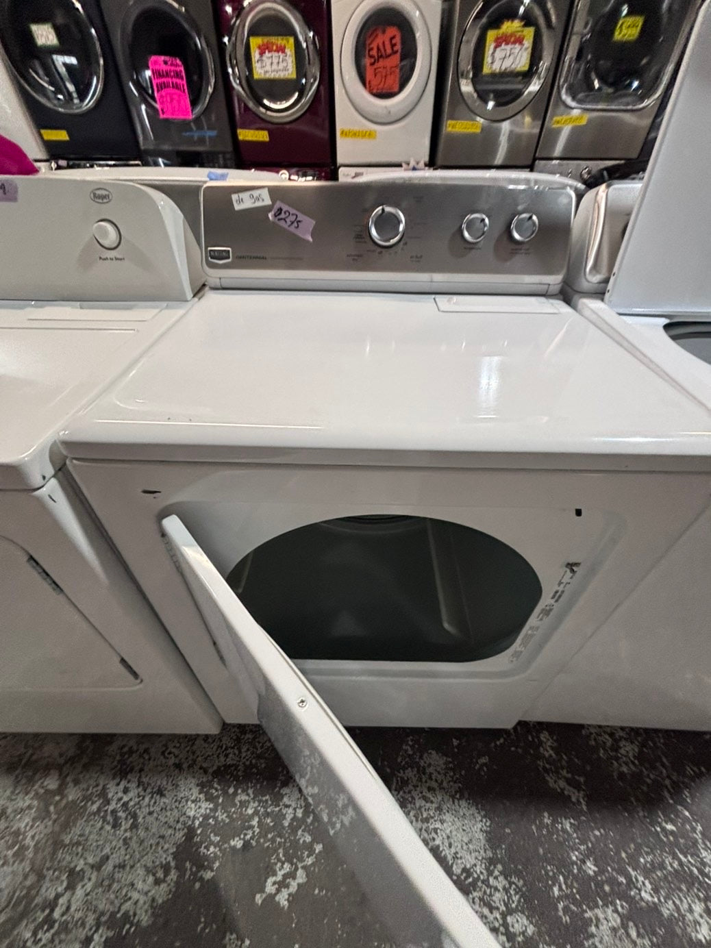 >*Maytag top load washing machine with agitator  & GAS dryer set 27” in #WD975BB used-Refurbished