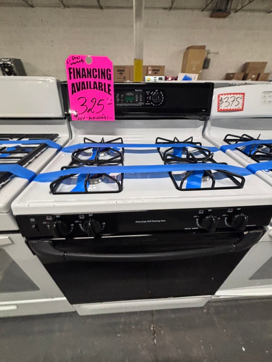>special 🙌 GE range 4 burner bake  broil hi/lo  Self clean in black & white used-Refurbished 30" #LCFF7B