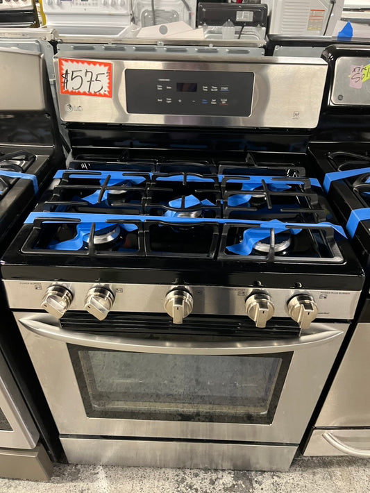 = LG convection oven Gas range 5 burner stainless steel convection bake roast broil  -used-Refurbished 30” #GR1P45B