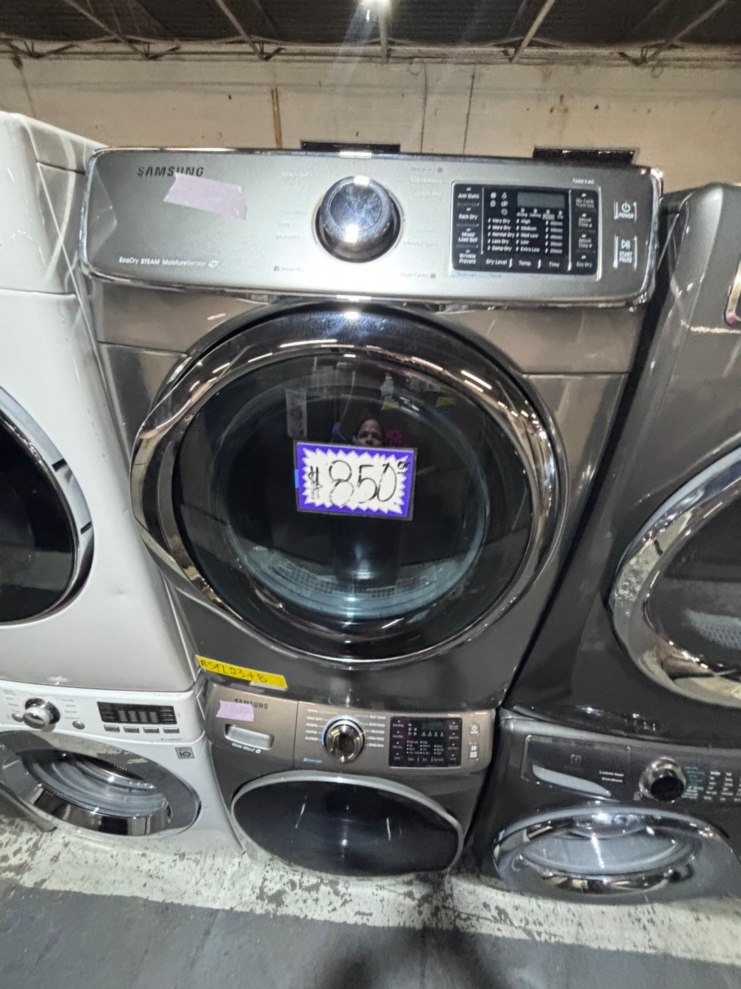 >*Samsung gray washer 4.5cu. ft. Large capacity, & electric dryer set in great condition 27” stackable or side by side  used-refurbished  #SFL23TB