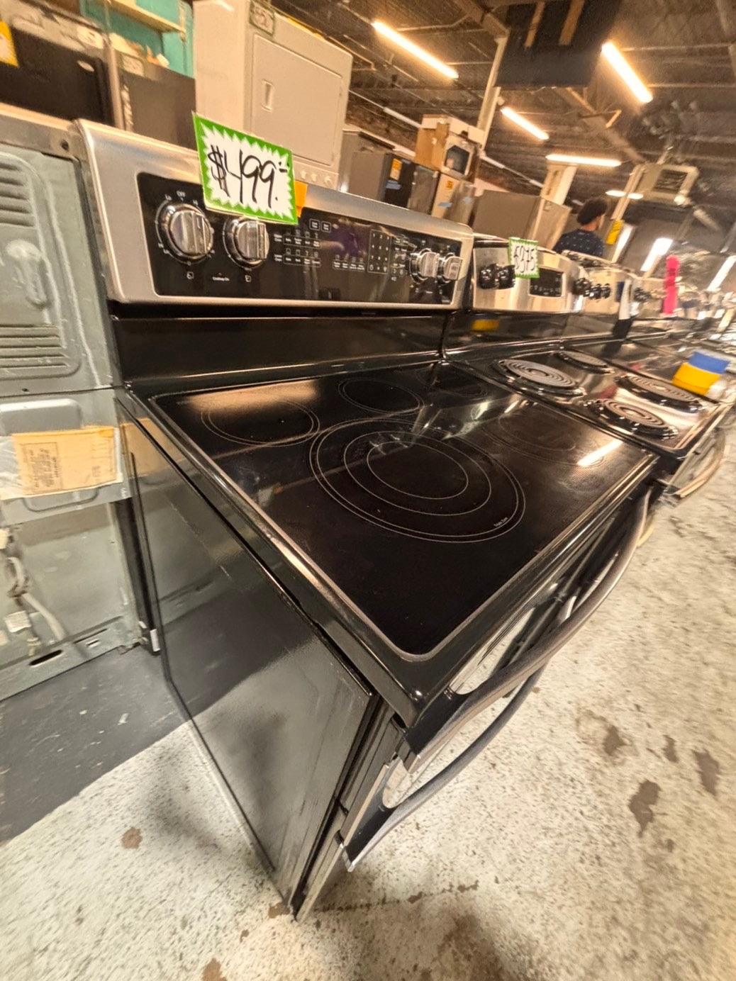 }Whirlpool glass top double oven convection electric range 220v 5 burner stainless steel warm zone bake broil Refurbished fast boil 30" #W6GT16B