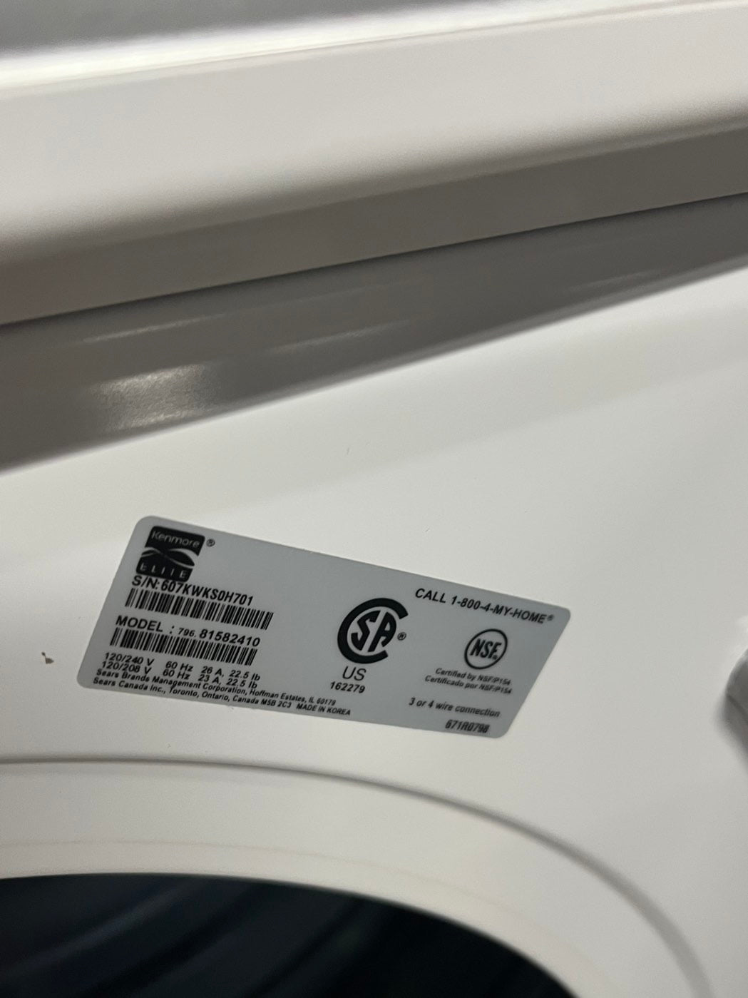 KENMORE front load washer and electric dryer set  stackable or side by side in white refurbished #KMFH23BB