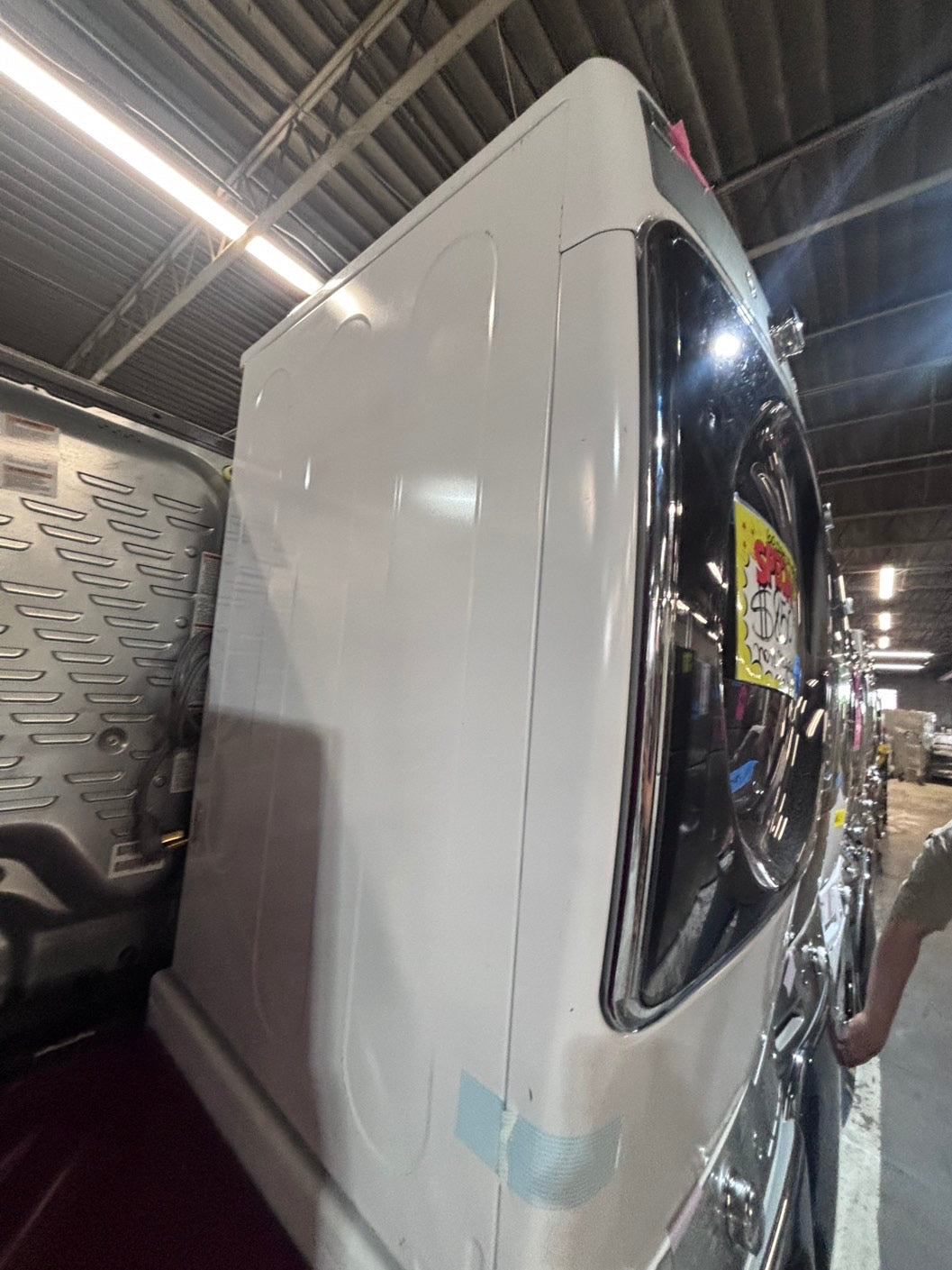 >*special🔥used great condition 29”refurbished kenmore washer & dryer set white color ,electric front load jumbo size stackable or side by side stainless steel drum 29" #WKM5S9B