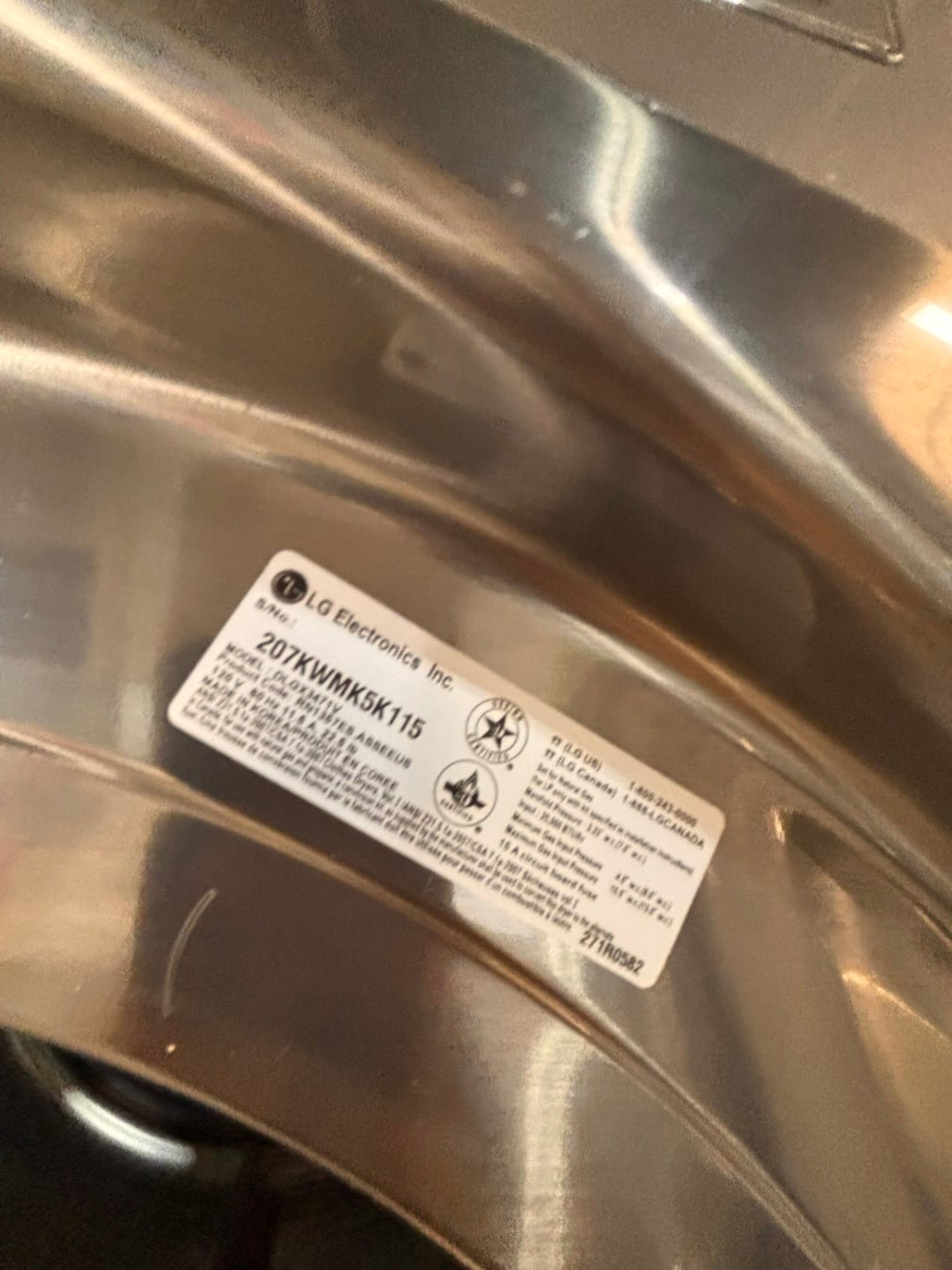 }}LG GAS  washer large capacity& dryer steam set front load stackable or side by side gray-silver 27” working 💯 with warranty !   used-Refurbished #LGSG3SET