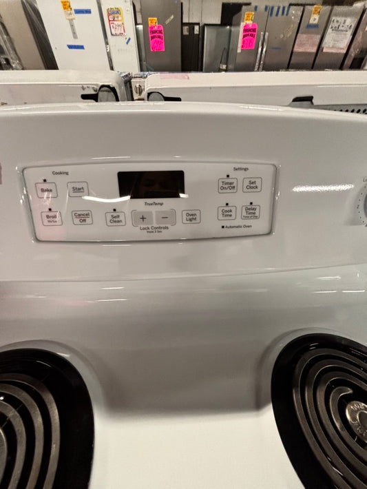 >GE white electric coil top range like new coil 220v bake /Broil 4 burner used-Refurbished  great condition 30" #GRE6H5B