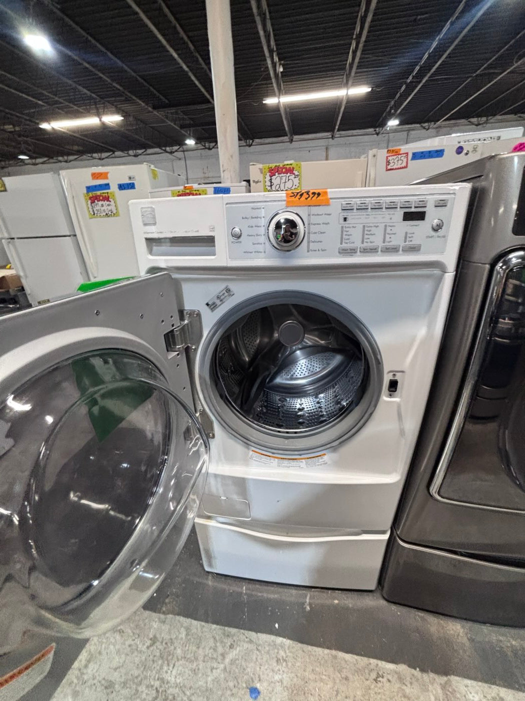}Sale🔥Kenmore front load washing machine large capacity 4.5 cu ft white 27” w/pedestal working 💯 with warranty - used refurbished #WKM51B