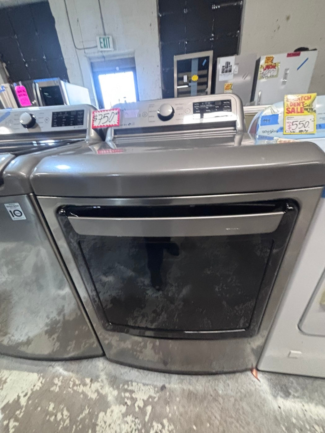 >> LG gray top top load washer large capacity & dryer set electric 220v side x side top load stainless steel drum gray color used-refurbished #WTL1TYB