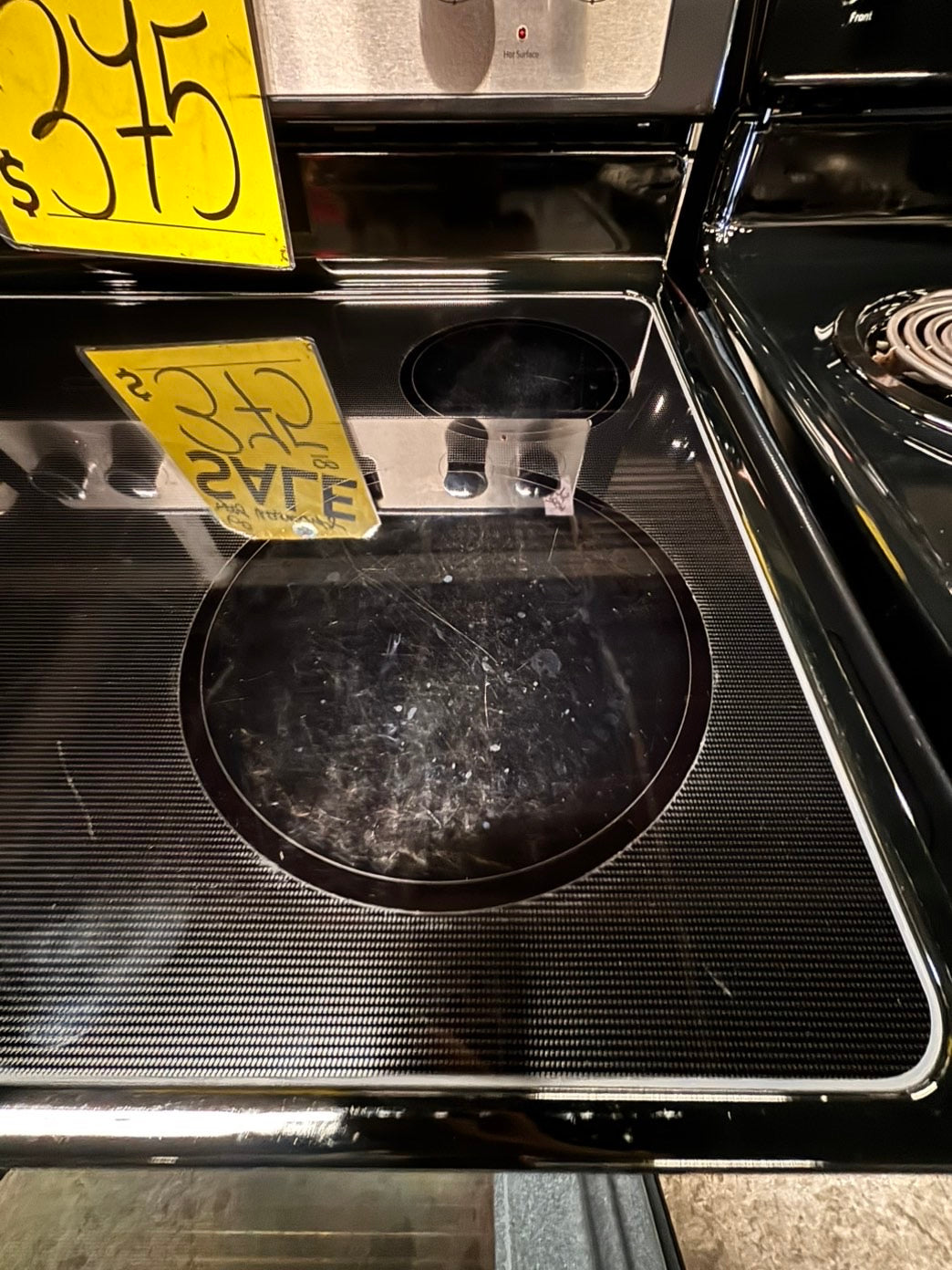 >special🌟whirlpool Glass Top electric stove  bake /broil,Self clean 30” 5 burner ,black & silver color, used-Refurbished   #WEES43GB