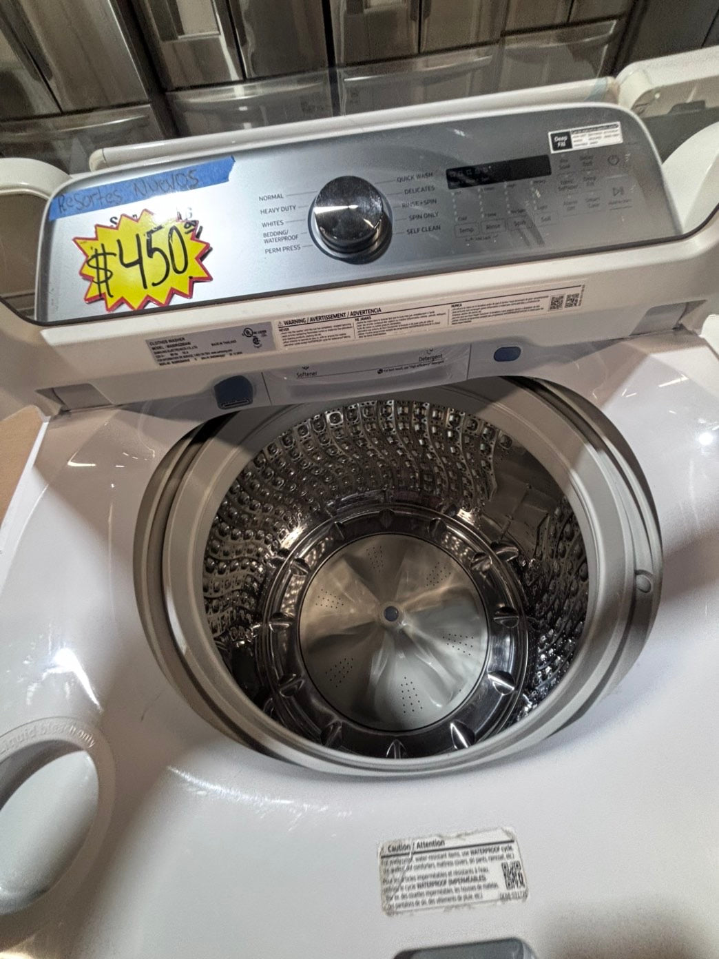 >*samsung extra Large capacity white color Top load washer Drum stainless steel used,refurbished #SWQR57B