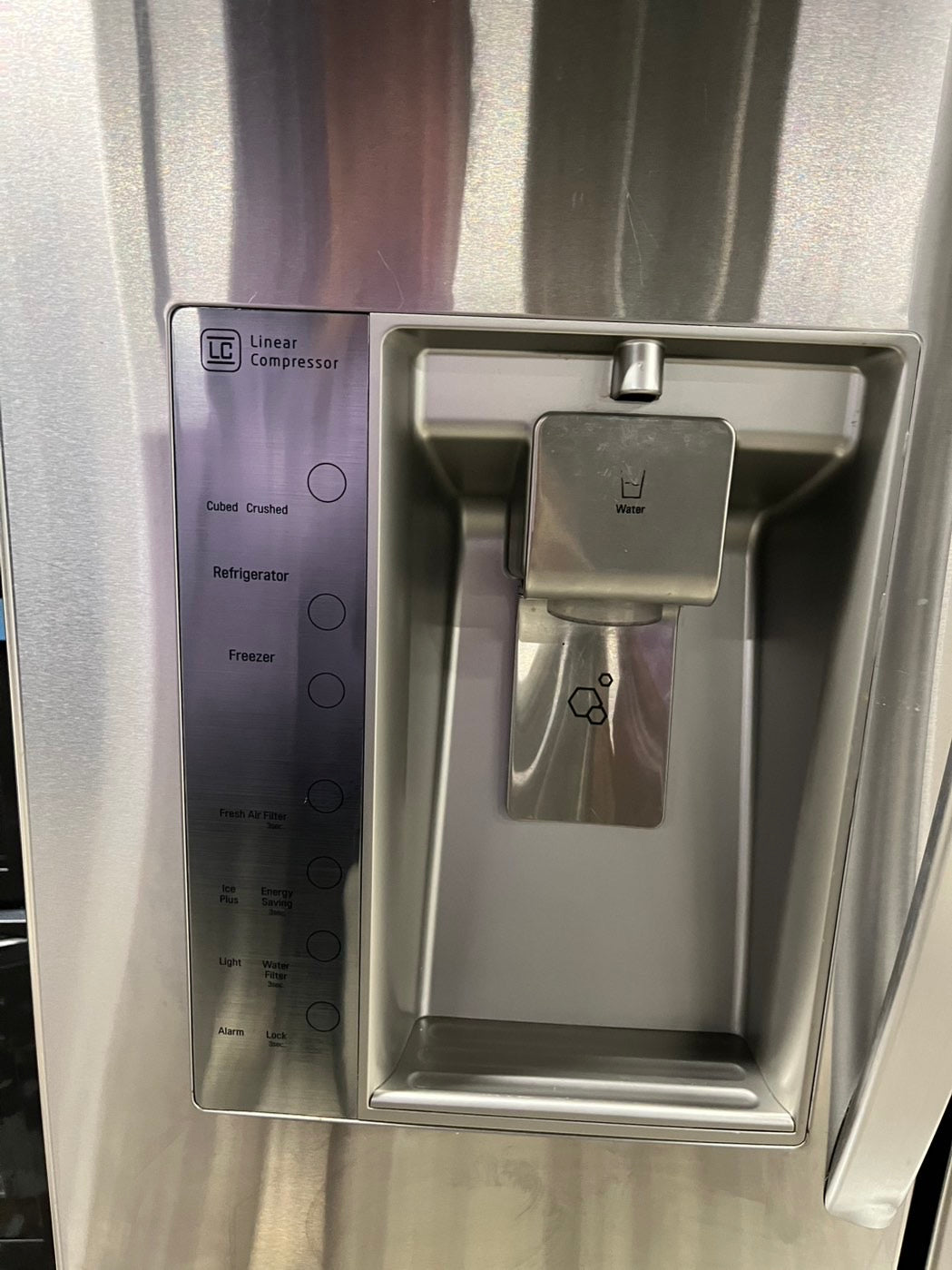 Used Refurbished LG in Door french door showcase refrigerator stainless steel w/ice & water dispenser 36" #RFLG45B