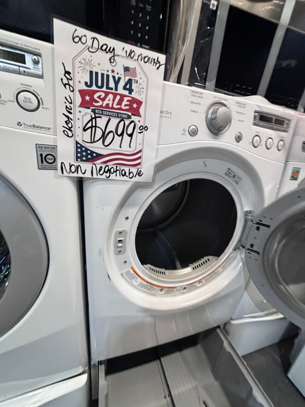 >*used- refurbished LG front load washer & dryer set  electric 220v large  capacity with pedestals in red color 27” #SFL55V7B