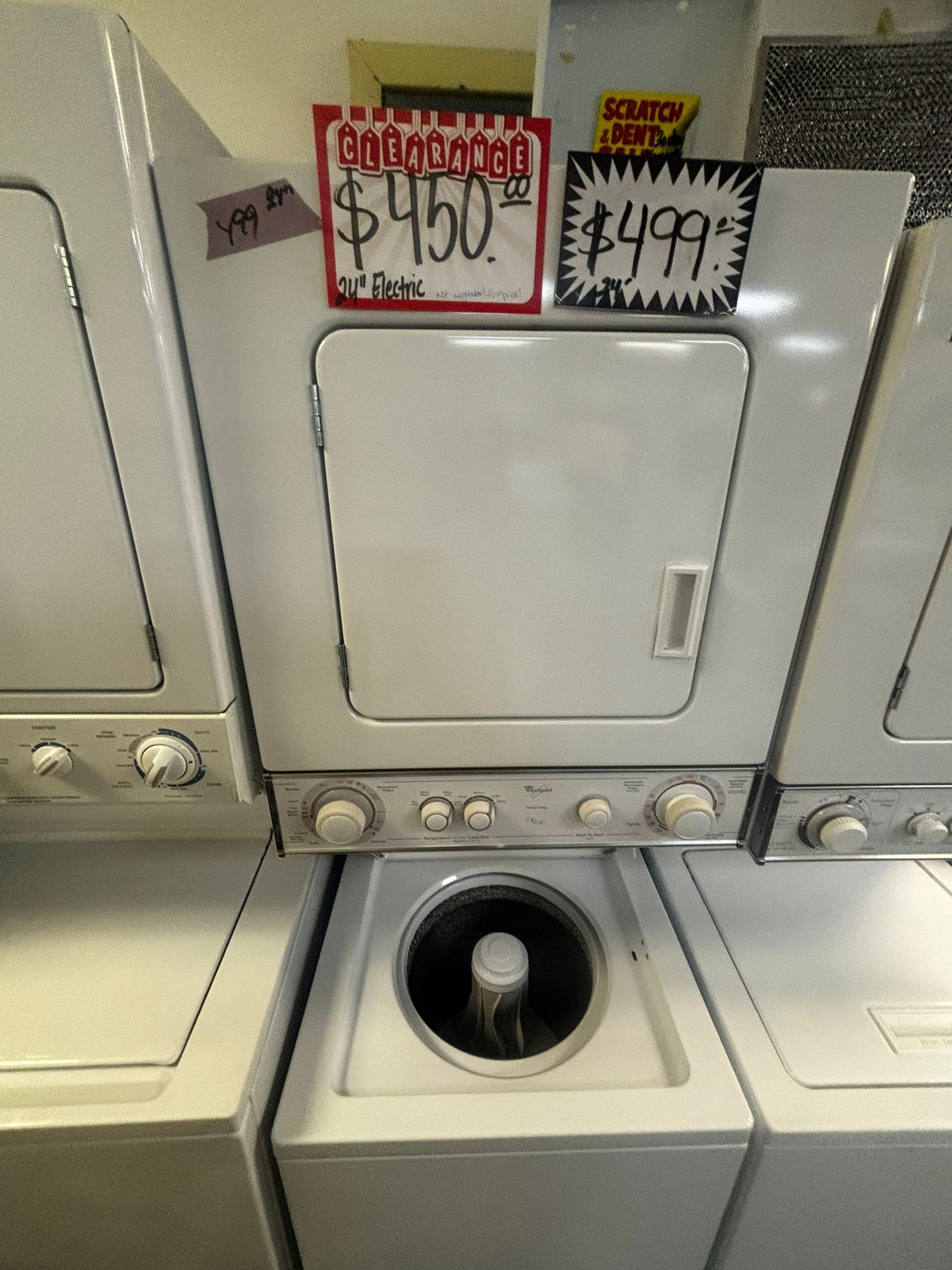 Whirlpool laundry center Electric 220v washer & dryer set in white 24" #LC427PL