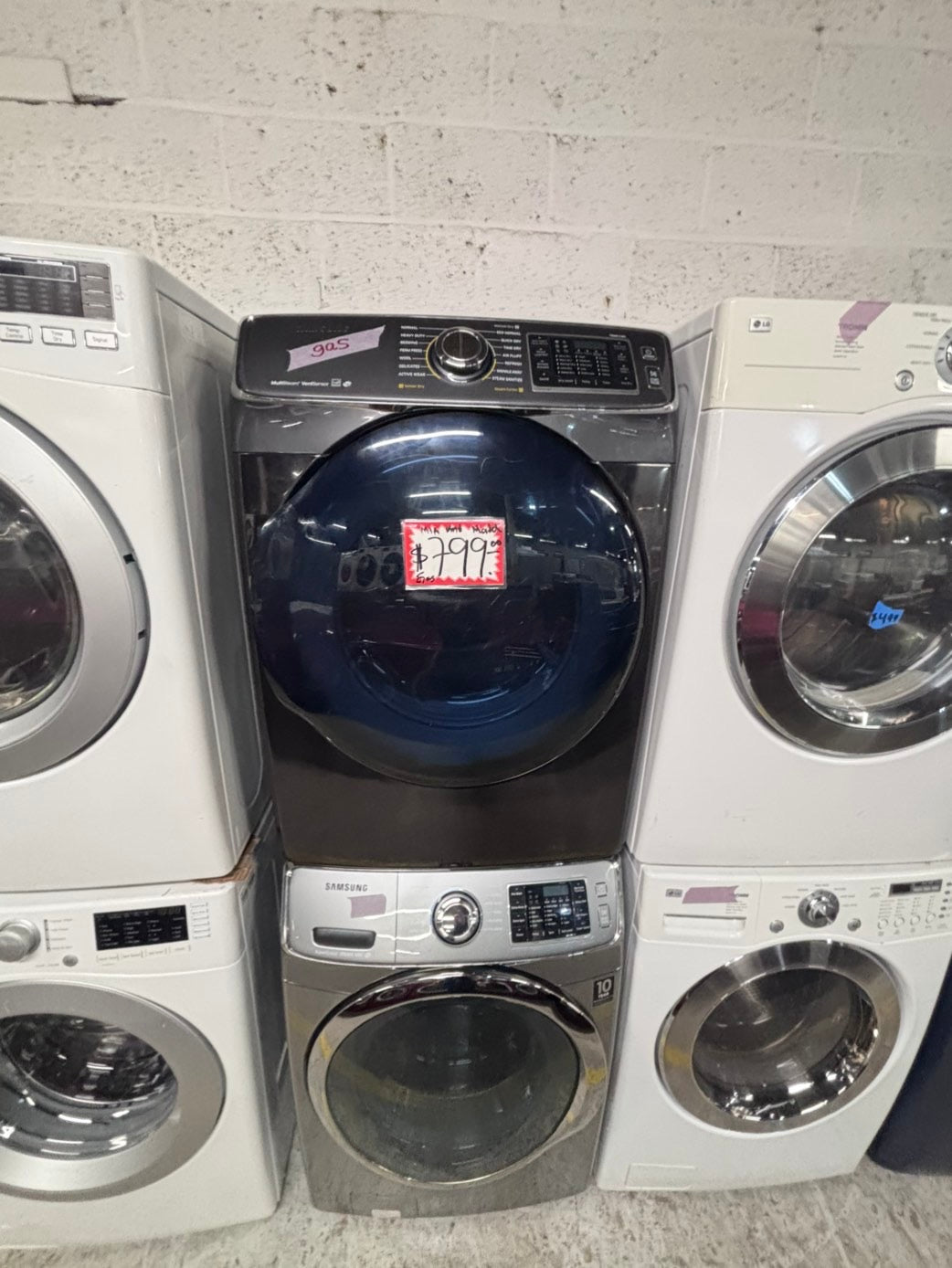 >*Mix & match Samsung dark gray  washer & gas dryer set front load stackable or side by side  27” in used Gas  -Refurbished #SGA64WB