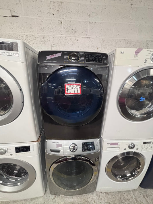 >*Mix & match Samsung dark gray  washer & gas dryer set front load stackable or side by side  27” in used Gas  -Refurbished #SGA64WB
