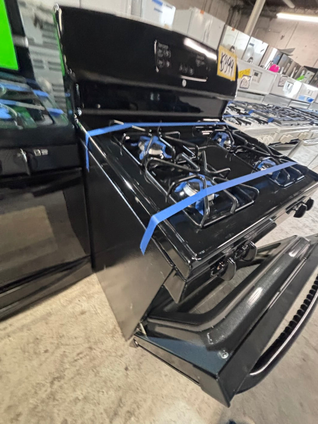 } GE black Gas range 4 burner bake broil self clean working 💯  with warranty ,used-Refurbished 30” #GGB616B