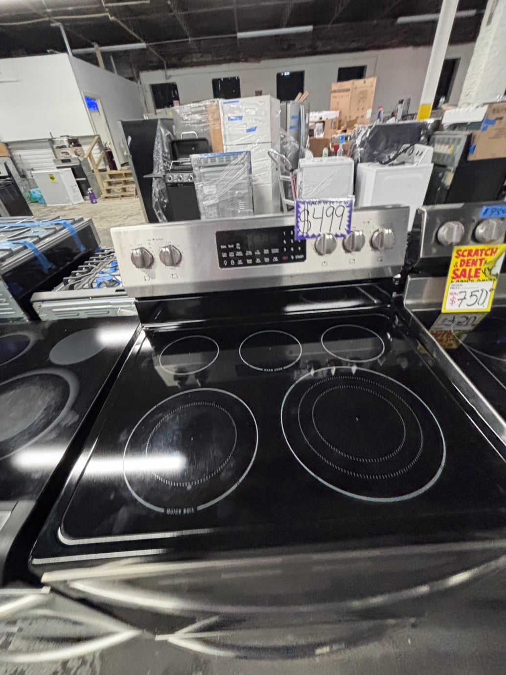 >*frigidaire Air-fry Glass Top electric stove stainless steel convection oven bake broil 5 burner Self clean 30” used-Refurbished #FEA5Q1B