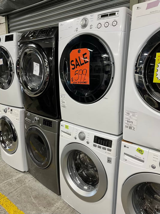 LG washer & dryer set electric 220v front load stackable in white 30" in Refurbished #WD926ZB