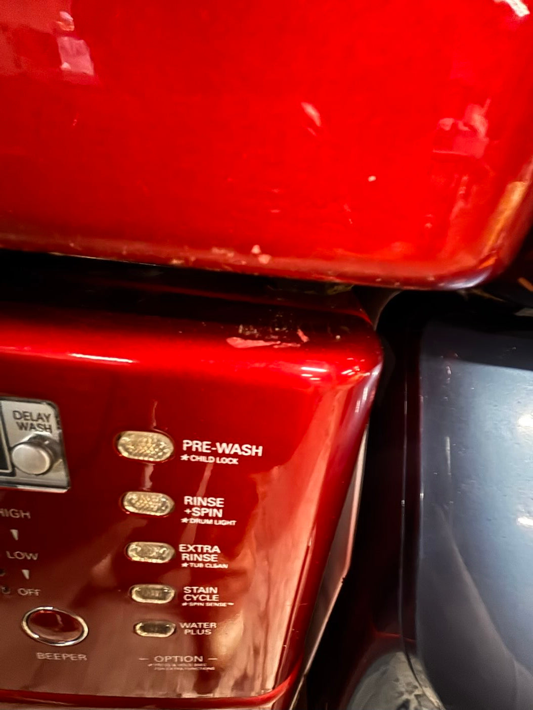 } } LG washer & dryer set large capacity,electric 220v front load stackable or side by side - sensor dry , working 💯 with warranty ! in red color used,refurbished #LGRR74SET