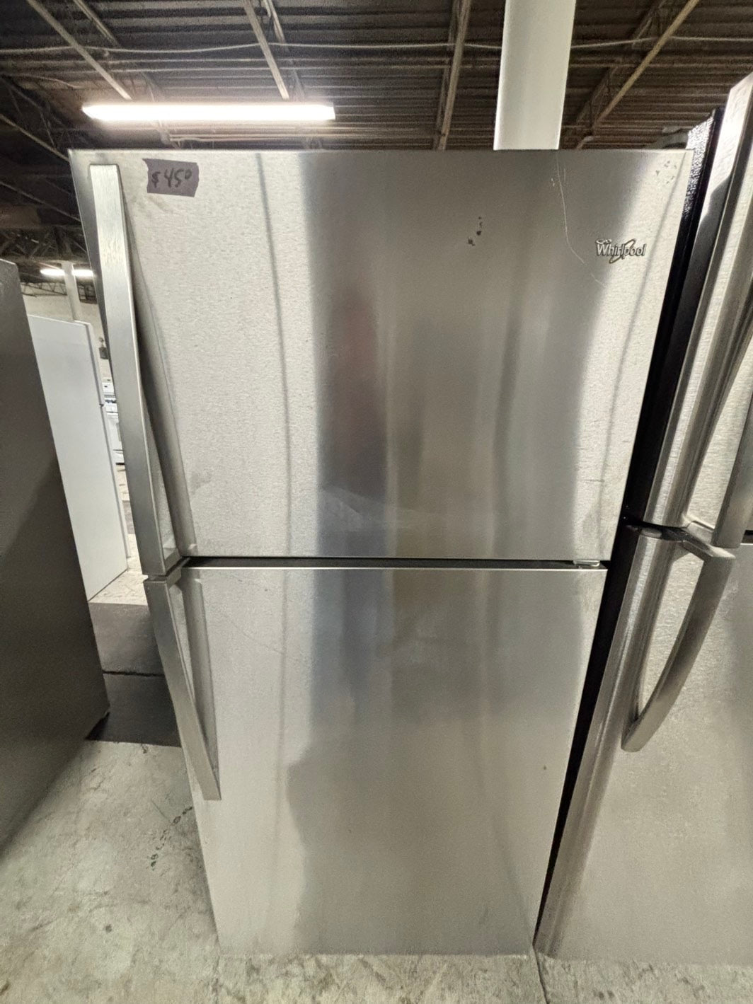 - Whirlpool top freezer refrigerator 18cu.ft. Stainless steel-used -refurbished 30" item number #RFW89JB