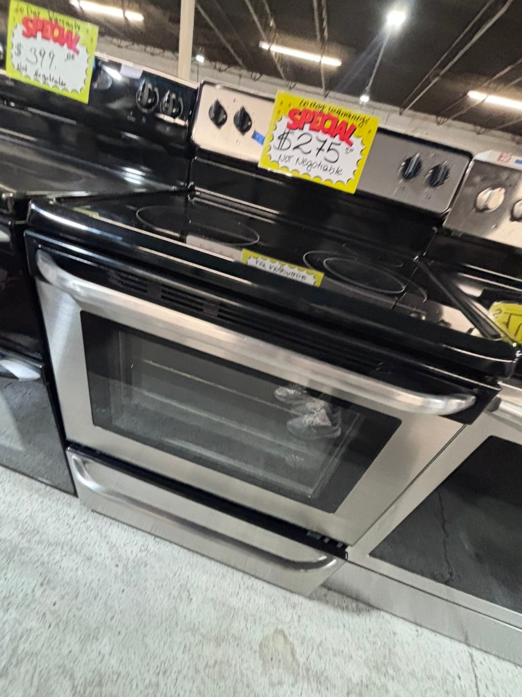 >> special 🎈Frigidaire Glass Top electric stove  double oven bake broil 4 burner Self clean 30” stainless steel used-Refurbished #FGEE2AB