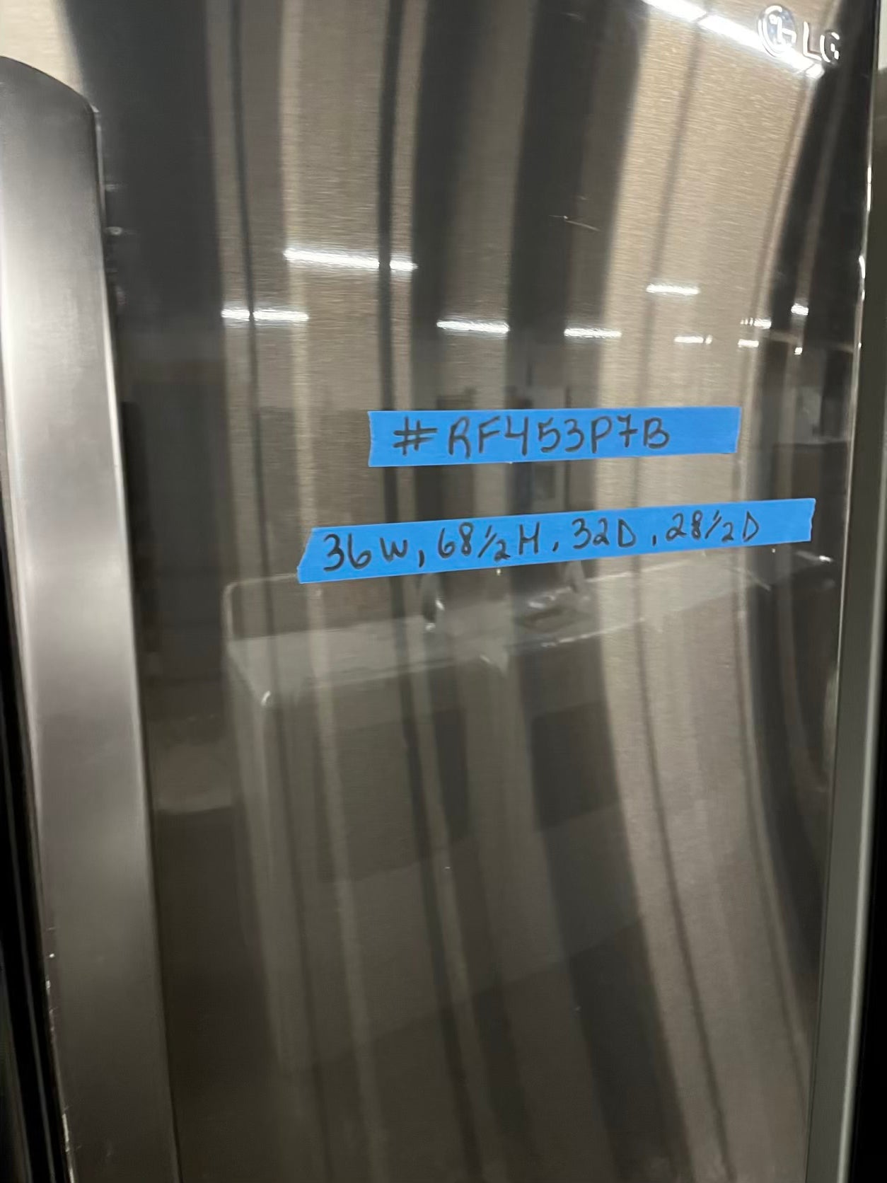 🎄Holiday Sale 🎁Used | Refurbished LG 36” 28cu.ft. French door refrigerator black stainless steel w/ice water dispenser - stock number #RF453P7B