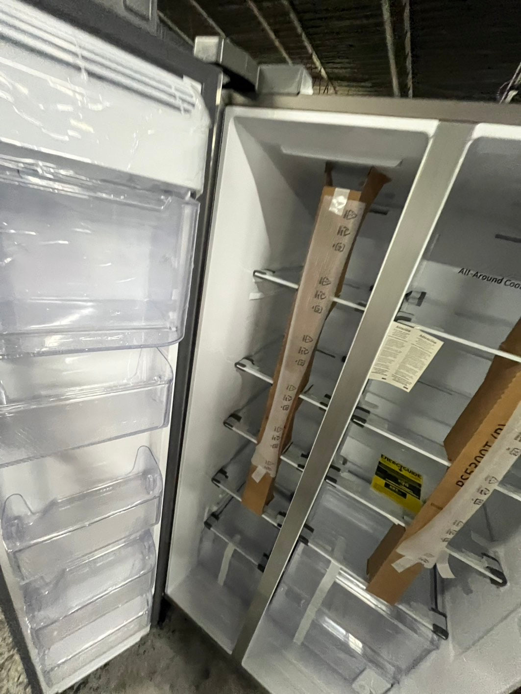 🥳🎉=Open box 📦 New S/d Samsung 36 in. 28 cu. ft. Standard Depth Smart Side by Side Refrigerator in Fingerprint-Resistant Stainless Steel #RFSAM288B