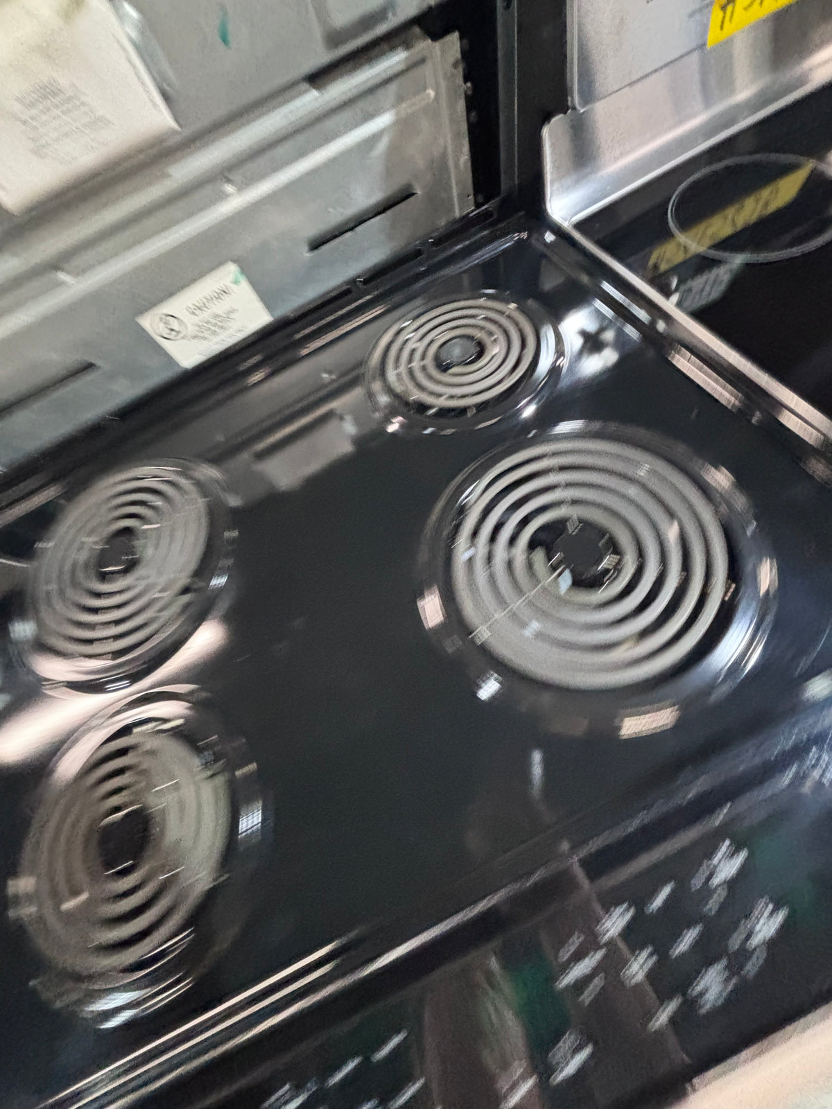 }Whirlpool slide-in coil top electric 220v range 5 burner warm zone bake broil self clean in stainless steel 30" used-Refurbished #WE1R27B