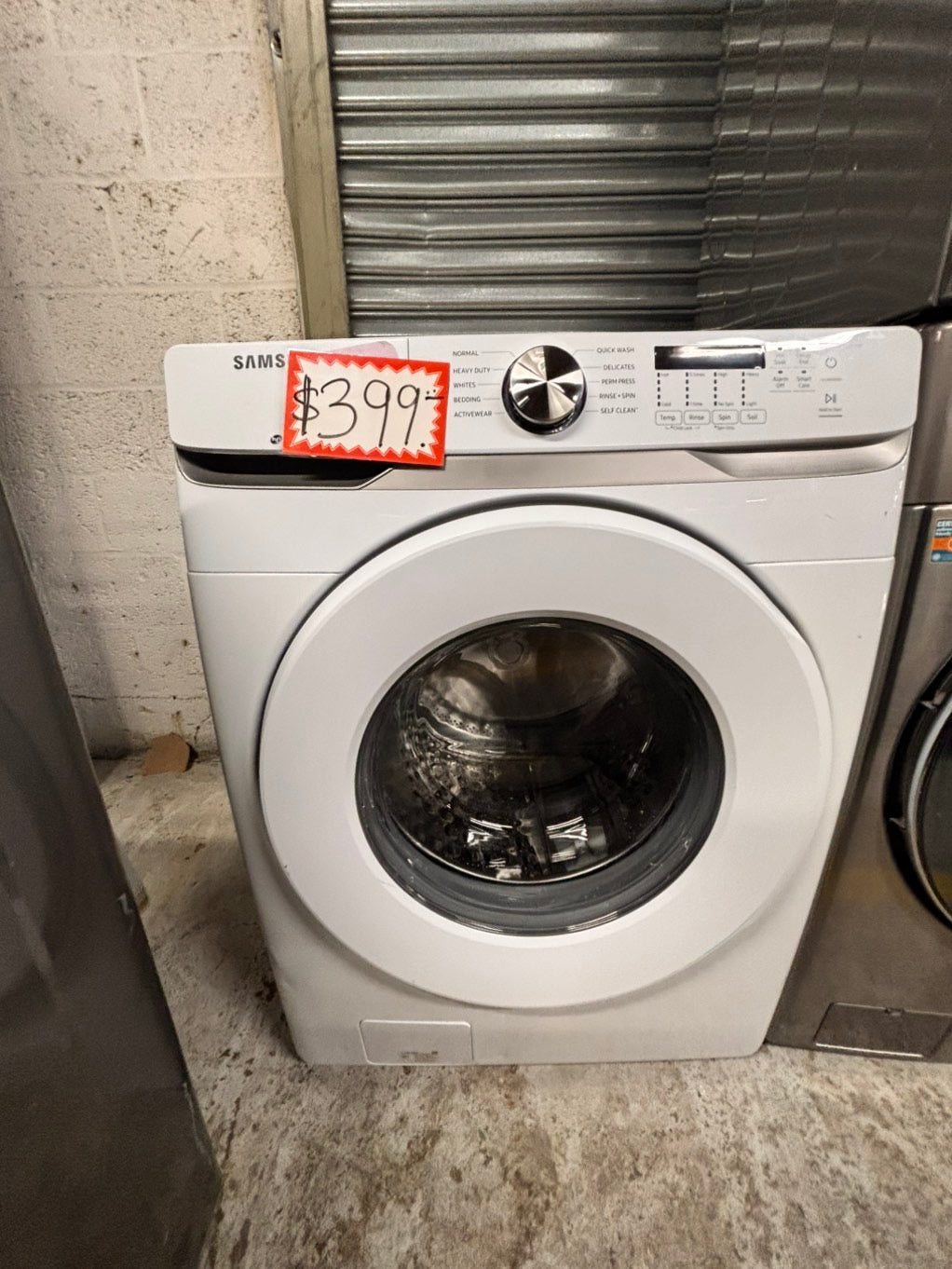 >Samsung white washer 4.5cu. ft. Large capacity, in great condition 27” stackable or side by side  used-refurbished  #SW6RZ4