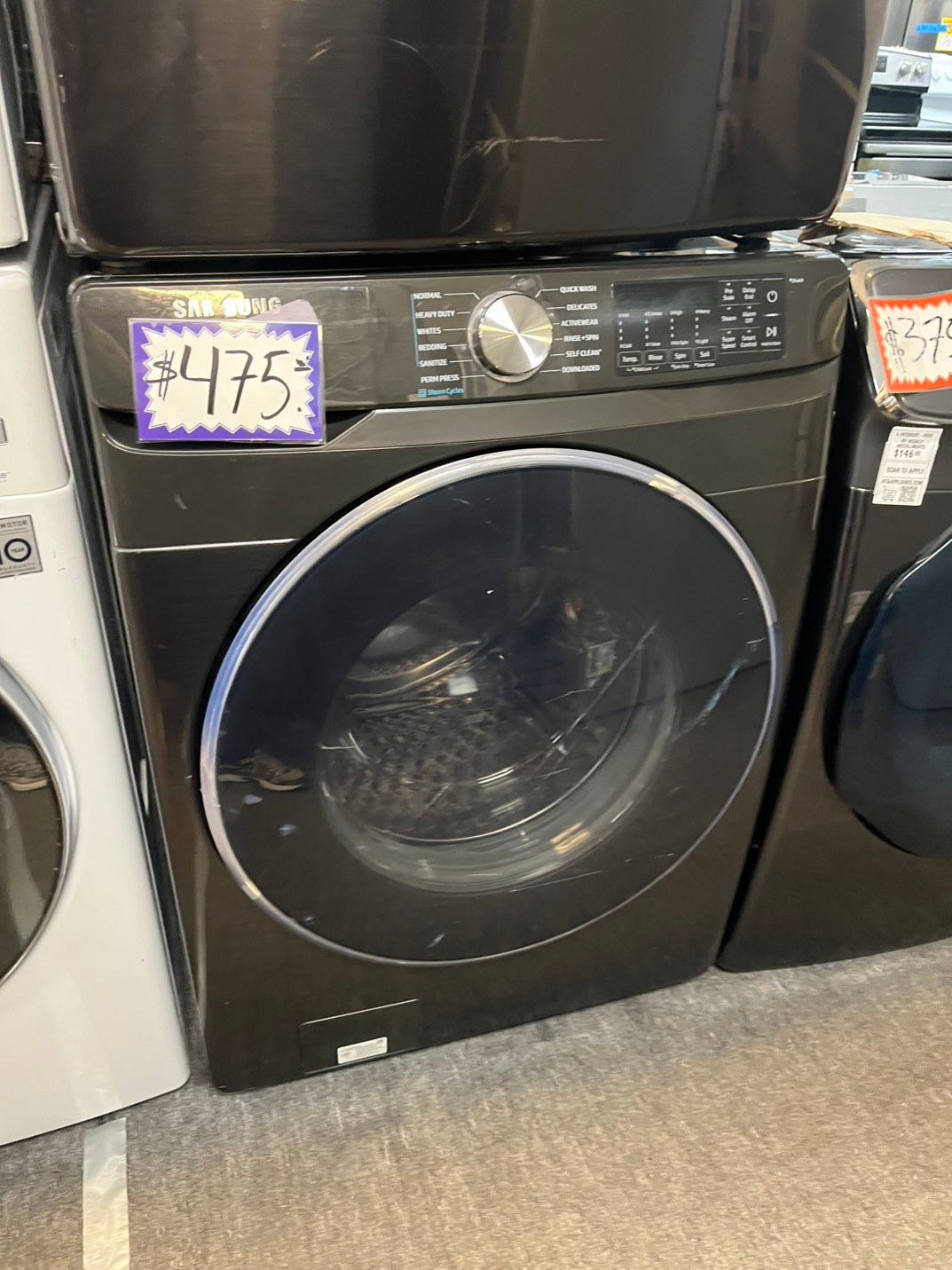 =Samsung 4.5 Cu. Ft. Stackable Front Load Washer in Black Steel with Steam cycles and super speed Steam refurbished  #LFW79BL