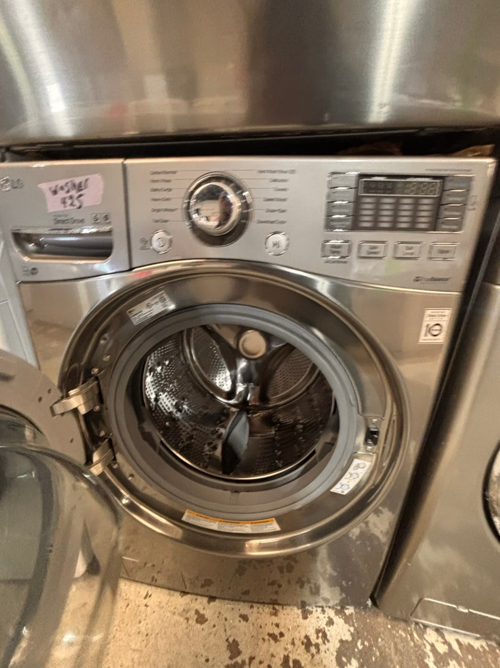 }}LG GAS  washer large capacity& dryer steam set front load stackable or side by side gray-silver 27” working 💯 with warranty !   used-Refurbished #LGSG3SET