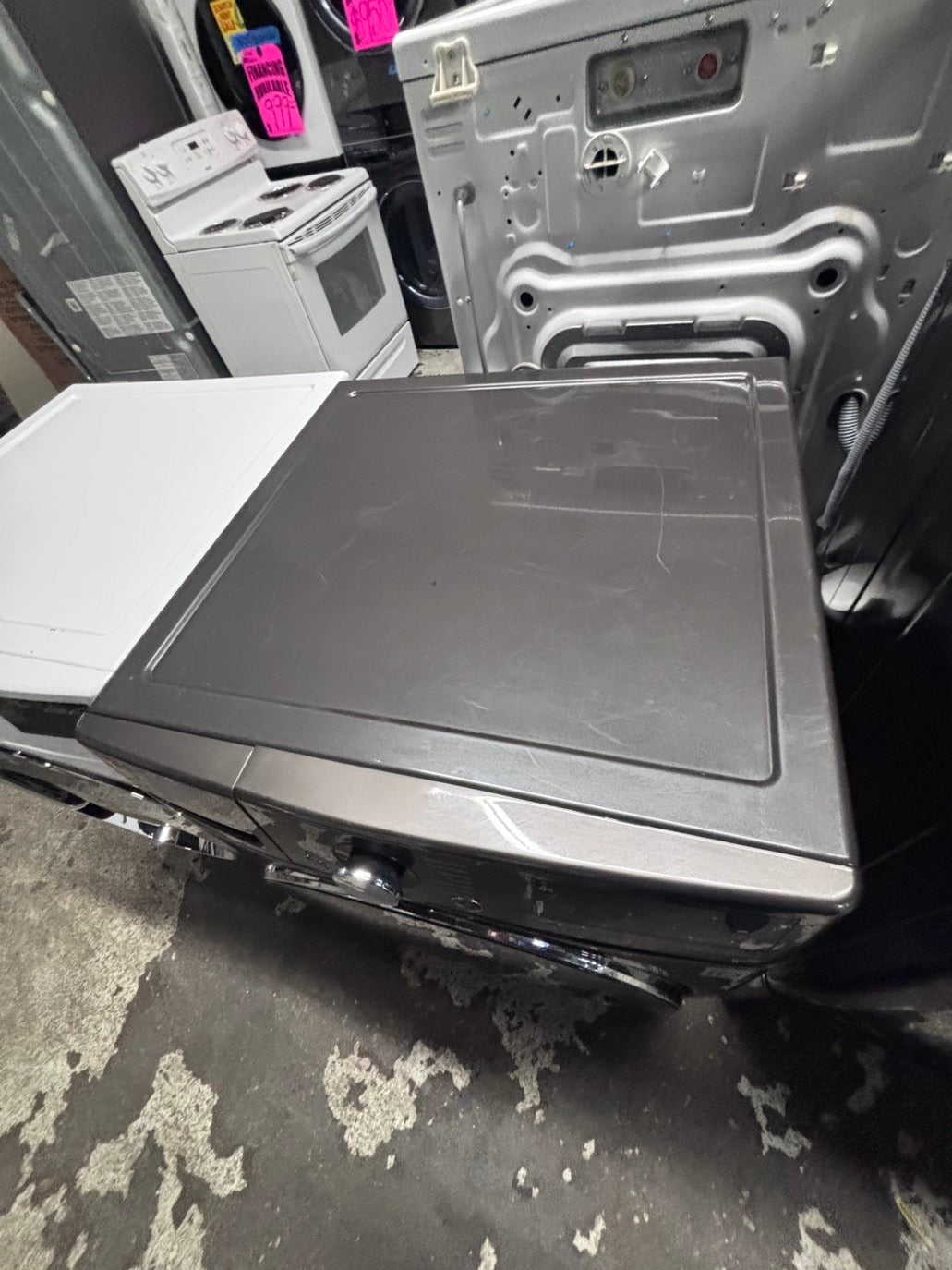 >*LG front load steam washer dark gray 4.5cu.ft large capacity stainless steel drum used-refurbished #FWDG15B