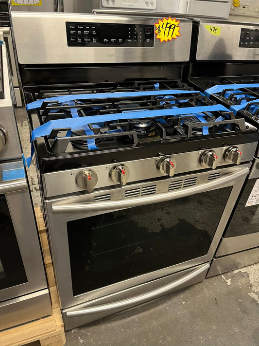 - Samsung Gas range 5 burner convection roast  bake broil self clean stainless steel 30” Refurbished 30" #GR296CB