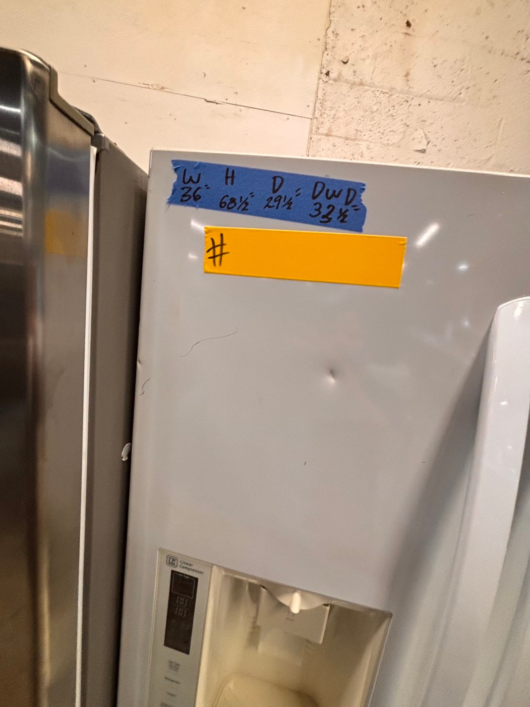 >* special🔥used-Refurbished LG 36”w x69h x 29 depth refrigerator stainless steel w/ice & water dispenser 36 “ #LGDS73B