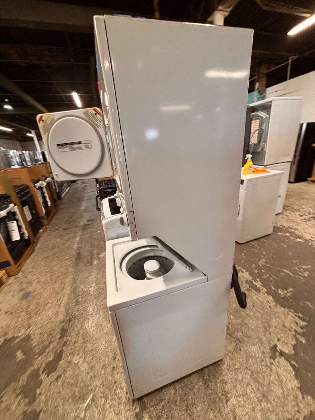}}Kenmore regular 🔌 stacked laundry center Electric 110v washer & dryer set used -in  white 24" #LCR24PTB